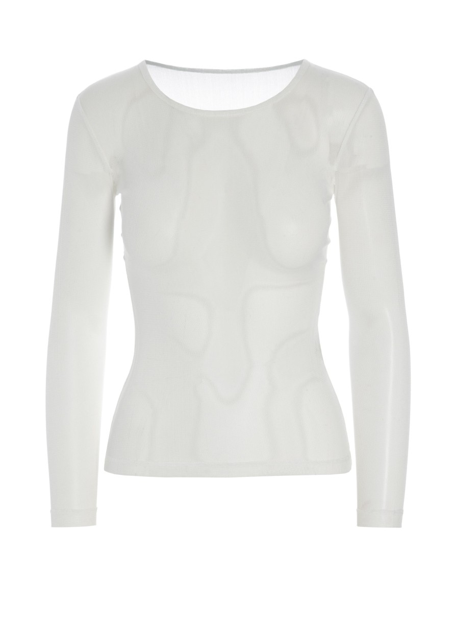 Kvinde BITTE KAI RAND T-Shirts & Toppe | Kraka Silk Mesh T-Shirt Silk White